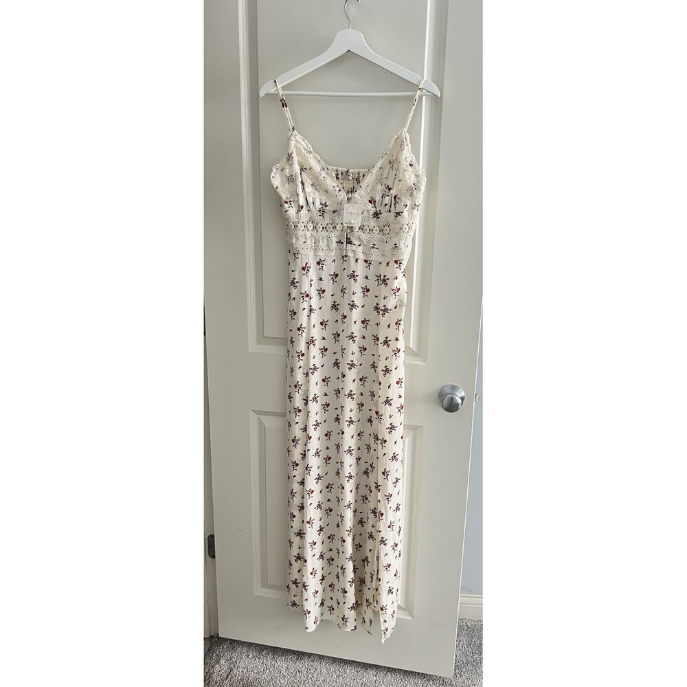 NWT Intimately FREE PEOPLE Out And About Maxi Slip Dress in Ivory Combo Size XL